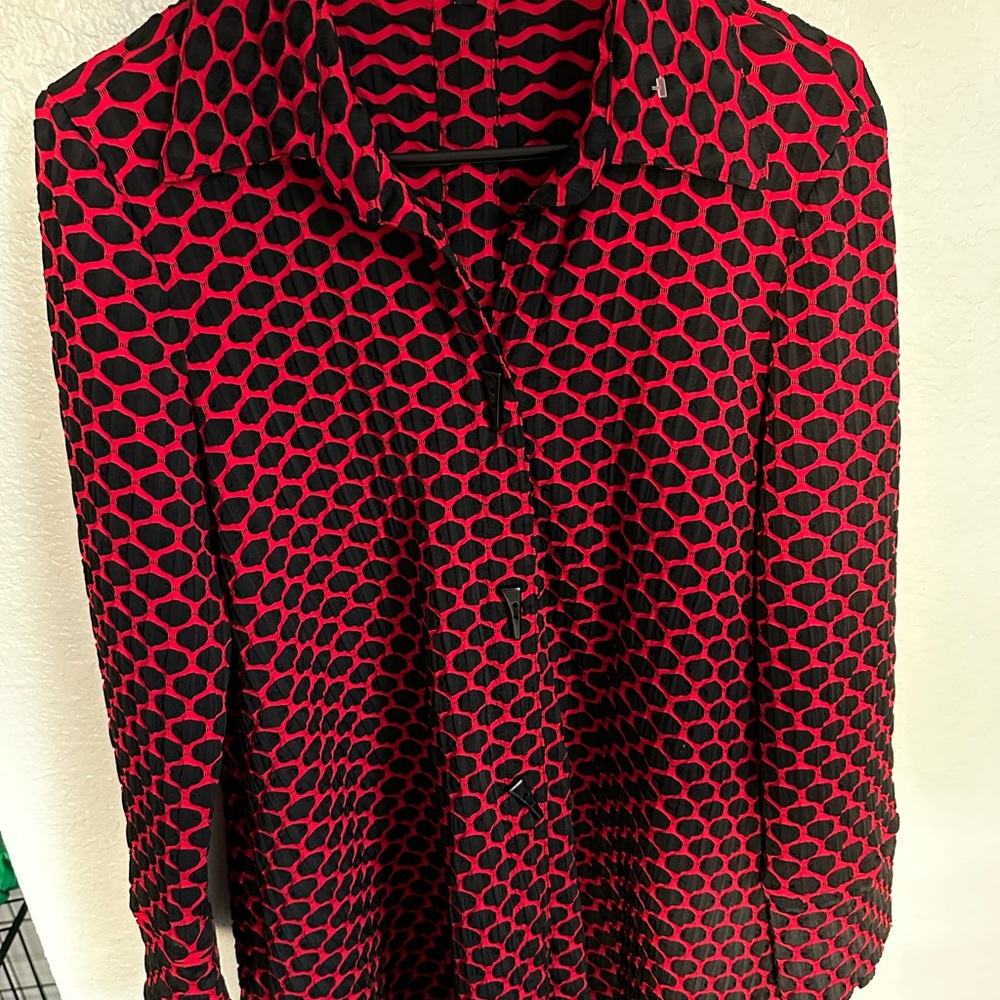 Source Unknown Red And Black Patterned Blazer - image 1